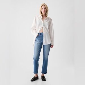 GAP High Rise Medium Wash Denim Ankle Cheeky Straight Mom Jeans Sz 12